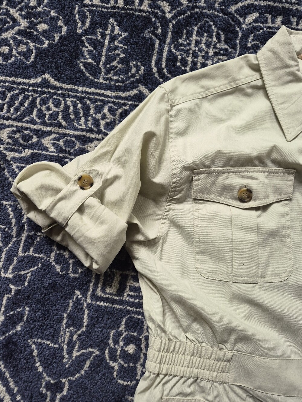 Vintage 1980s Haband Safari Jacket, RollUp Sleeves, Full Rear Side Pleats, MINT! - Picture 13 of 16